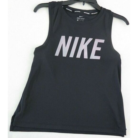Nike AJ4671 Women's Sz S Black/Metallic Dri Fit Miler Racerback Running Tank Top - Picture 2 of 3